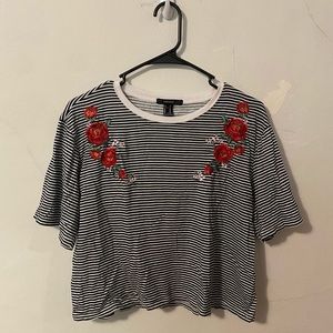 Forever 21 Embroidered Striped Shirt